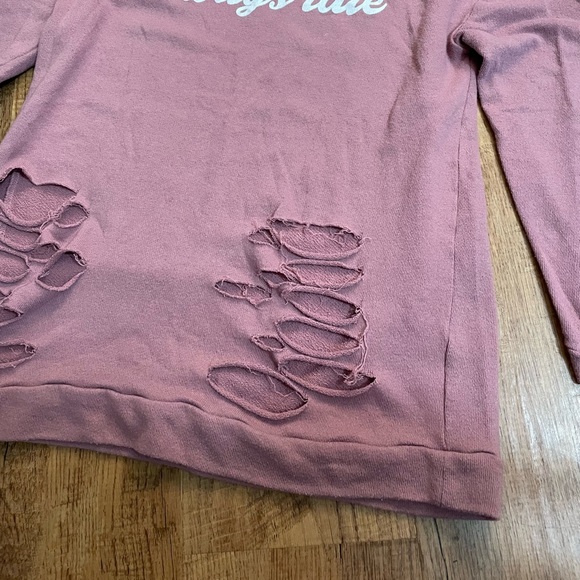 Jordann Pink Distressed Sweatshirt with graphic “always late” - Picture 8 of 13